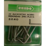 Kit 20 Alcayatas Acero Redondas Zincadas Plata  3x40